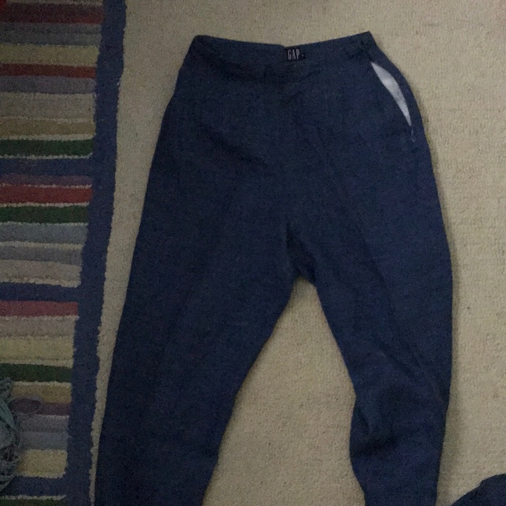 blue linen pants